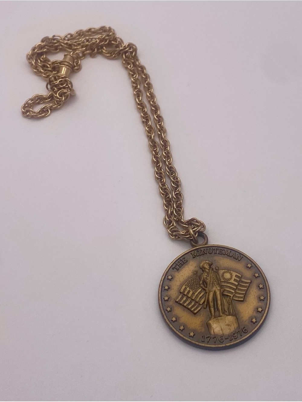 Vintage 1976 US Bicentennial "The Minuteman" Medallion Necklace